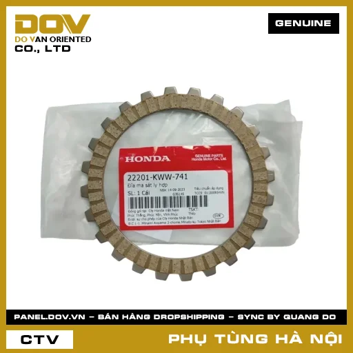 MÃ PHỤ TÙNG : 22201KWW741 ĐĨA MA SÁT LY HỢP — 22201KWW741