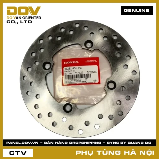 MÃ PHỤ TÙNG : 43251K56V01 ĐĨA PHANH SAU — 43251K56V01