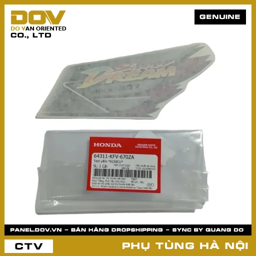 MÃ PHỤ TÙNG : 64311KFV670ZA TEM YẾM *R150CU* — 64311KFV670ZA