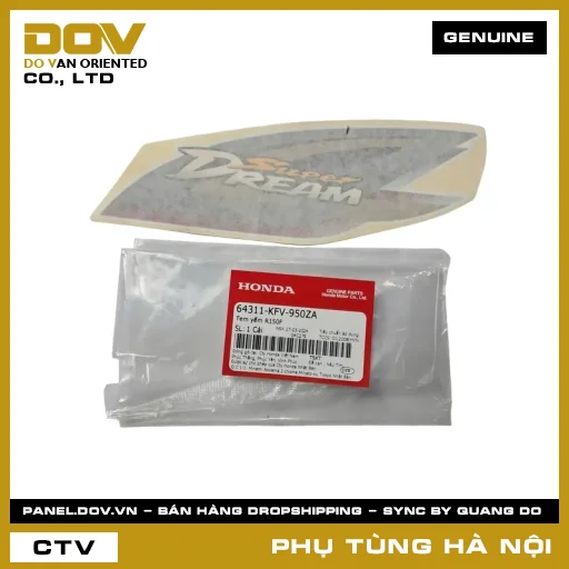 MÃ PHỤ TÙNG : 64311KFV950ZA TEM YẾM R150F — 64311KFV950ZA