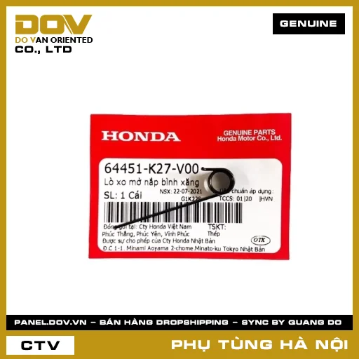 MÃ PHỤ TÙNG : 64451K27V00 LÒ XO MỞ NẮP BÌNH XĂNG — 64451K27V00