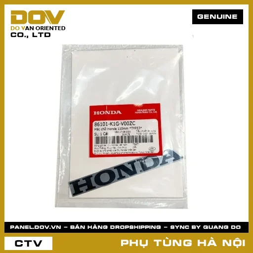 MÃ PHỤ TÙNG : 86101K1GV00ZC MÁC CHỮ HONDA 110MM *NH262* — 86101K1GV00ZC