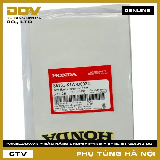MÃ PHỤ TÙNG : 86101K1WD00ZE TEM HONDA 80MM *NH242* — 86101K1WD00ZE
