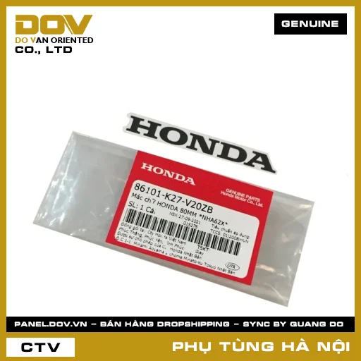 MÃ PHỤ TÙNG : 86101K27V20ZB MÁC CHỮ HONDA 80MM *NHA62X* — 86101K27V20ZB
