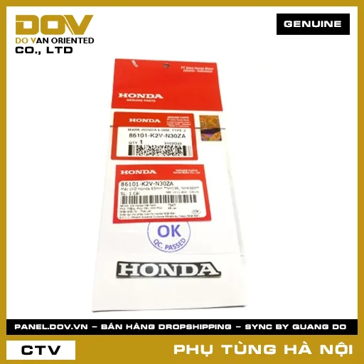 MÃ PHỤ TÙNG : 86101K2VN30ZA MÁC CHỮ HONDA 65MM *NH196, NH436M* — 86101K2VN30ZA