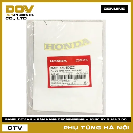 MÃ PHỤ TÙNG : 86101KZLE00ZC TEM CHỮ HONDA 75MM *B206,NHA69 — 86101KZLE00ZC