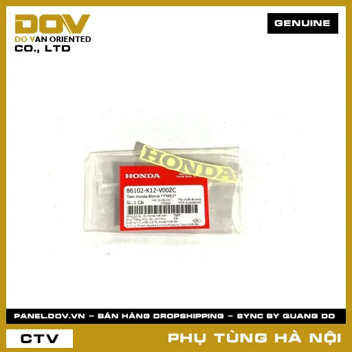 MÃ PHỤ TÙNG : 86102K12V00ZC TEM HONDA 80MM *NH411* — 86102K12V00ZC