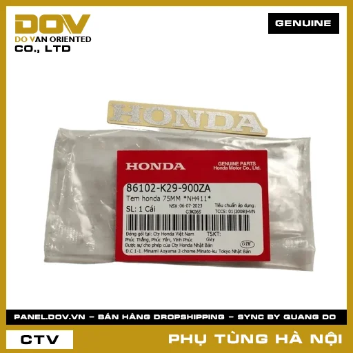 MÃ PHỤ TÙNG : 86102K29900ZA TEM HONDA 75MM *NH411* — 86102K29900ZA