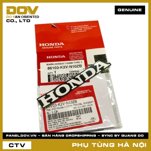 MÃ PHỤ TÙNG : 86103K2VN10ZB MÁC CHỮ HONDA 110MM *NH196, NH436M* — 86103K2VN10ZB