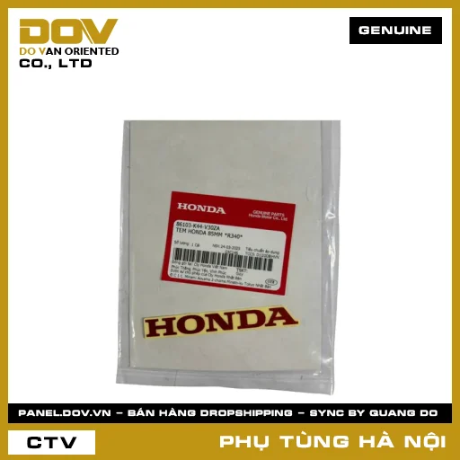 MÃ PHỤ TÙNG : 86103K44V30ZA TEM HONDA 85MM *R340* — 86103K44V30ZA