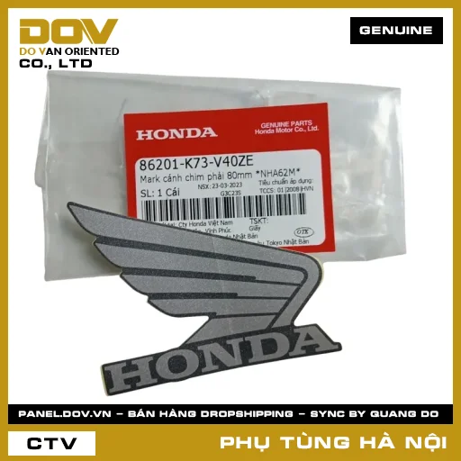 MÃ PHỤ TÙNG : 86201K73V40ZE MARK CÁNH CHIM PHẢI 80MM *NHA62M* — 86201K73V40ZE