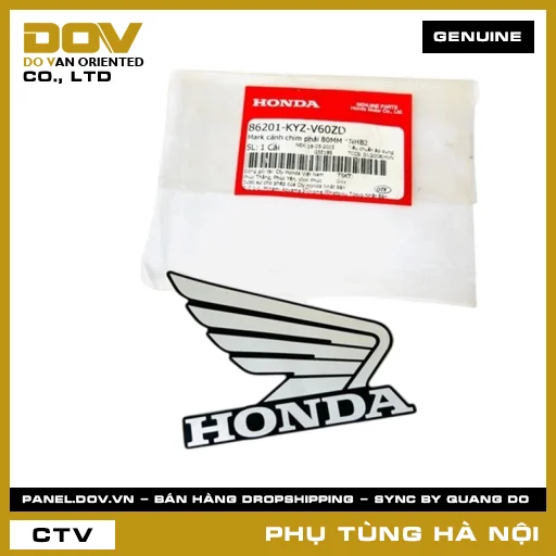 MÃ PHỤ TÙNG : 86201KYZV60ZD MARK CÁNH CHIM PHẢI 80MM *NHB2 — 86201KYZV60ZD