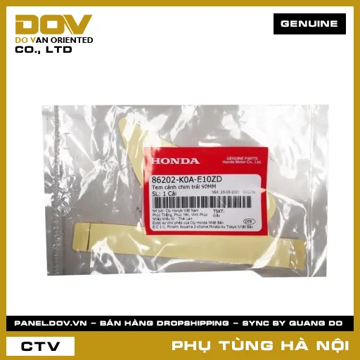 MÃ PHỤ TÙNG : 86202K0AE10ZD TEM CÁNH CHIM TRÁI 90MM — 86202K0AE10ZD