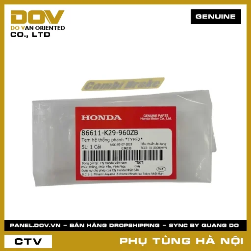 MÃ PHỤ TÙNG : 86611K29960ZB TEM HỆ THỐNG PHANH *TYPE2* — 86611K29960ZB