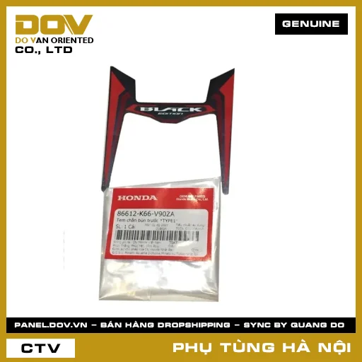 MÃ PHỤ TÙNG : 86612K66V90ZA TEM CHẮN BÙN TRƯỚC *TYPE1* — 86612K66V90ZA
