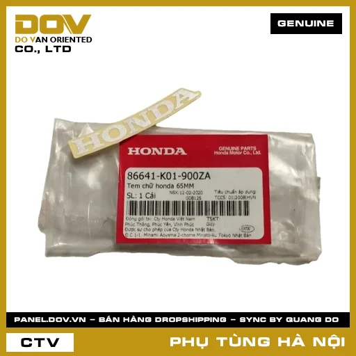 MÃ PHỤ TÙNG : 86641K01900ZA TEM CHỮ HONDA 65MM — 86641K01900ZA