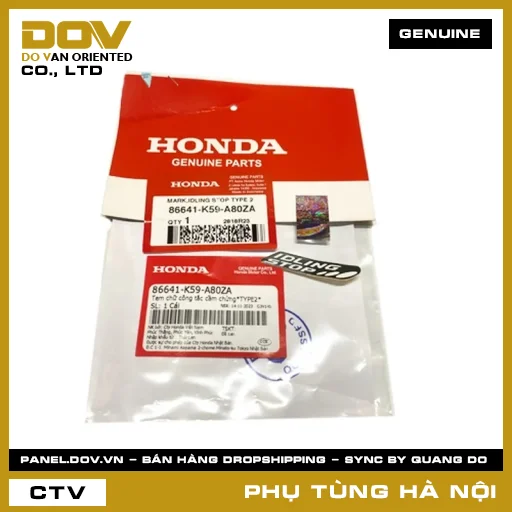 MÃ PHỤ TÙNG : 86641K59A80ZA TEM CHỮ CÔNG TẮC CẦM CHỪNG*TYPE2* — 86641K59A80ZA