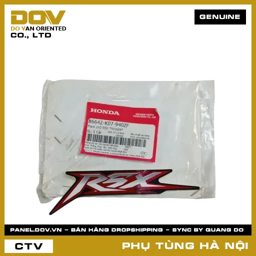 MÃ PHỤ TÙNG : 86642K07940ZF MARK CHỮ RSX *NHA69* — 86642K07940ZF