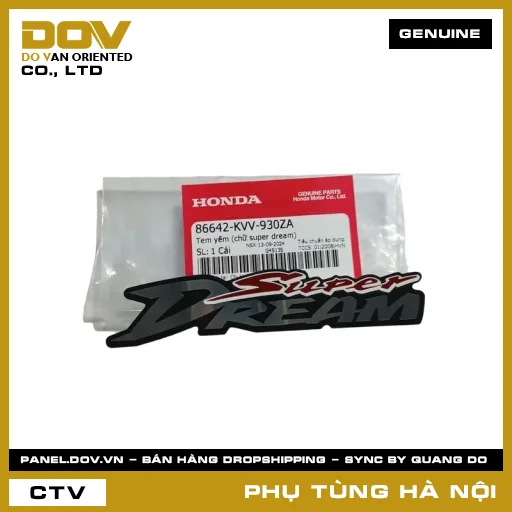 MÃ PHỤ TÙNG : 86642KVV930ZA TEM YẾM (CHỮ SUPER DREAM) — 86642KVV930ZA