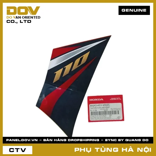MÃ PHỤ TÙNG : 86643K03V00ZC TEM B ỐP TRƯỚC PHẢI*R340* — 86643K03V00ZC