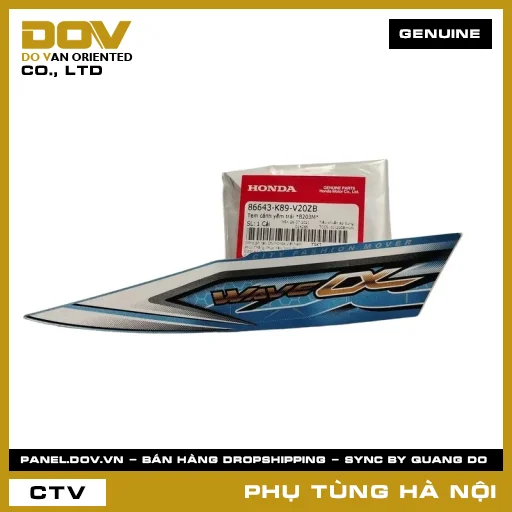 MÃ PHỤ TÙNG : 86643K89V20ZB TEM CÁNH YẾM TRÁI *B203M* — 86643K89V20ZB