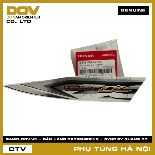MÃ PHỤ TÙNG : 86643K89V20ZC TEM CÁNH YẾM TRÁI *NHB55P* — 86643K89V20ZC