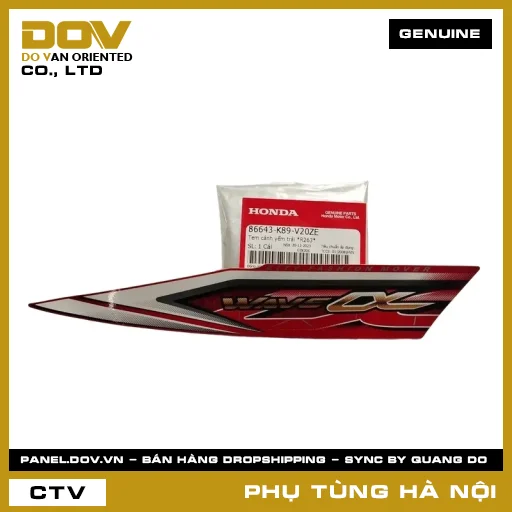 MÃ PHỤ TÙNG : 86643K89V20ZE TEM CÁNH YẾM TRÁI *R263* — 86643K89V20ZE