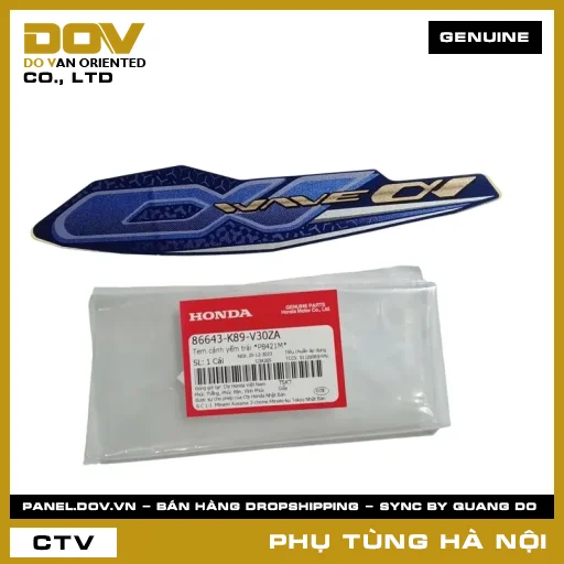 MÃ PHỤ TÙNG : 86643K89V30ZA TEM CÁNH YẾM TRÁI *PB421M* — 86643K89V30ZA