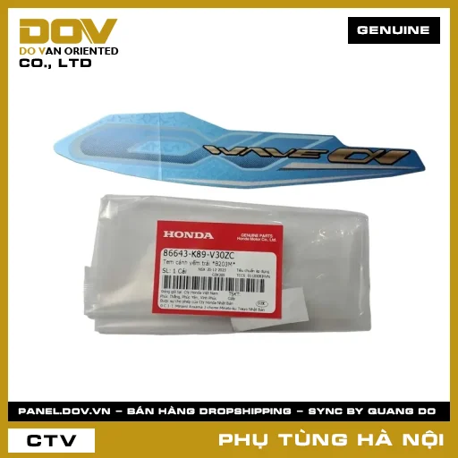 MÃ PHỤ TÙNG : 86643K89V30ZC TEM CÁNH YẾM TRÁI *B203M* — 86643K89V30ZC