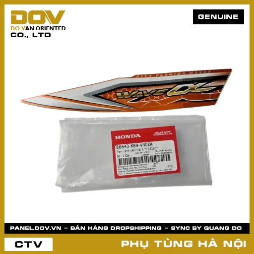 MÃ PHỤ TÙNG : 86643K89V40ZA TEM CÁNH YẾM TRÁI A *YR322C* — 86643K89V40ZA