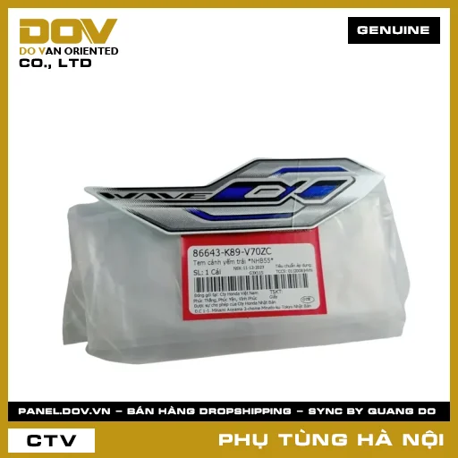 MÃ PHỤ TÙNG : 86643K89V70ZC TEM CÁNH YẾM TRÁI *NHB55* — 86643K89V70ZC
