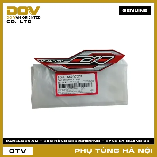 MÃ PHỤ TÙNG : 86643K89V70ZD TEM CÁNH YẾM TRÁI *R389* — 86643K89V70ZD