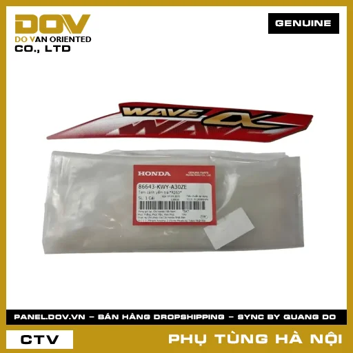 MÃ PHỤ TÙNG : 86643KWYA30ZE TEM CÁNH YẾM TRÁI*R263* — 86643KWYA30ZE