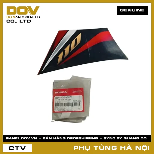 MÃ PHỤ TÙNG : 86644K03V00ZC TEM B ỐP TRƯỚC TRÁI*R340* — 86644K03V00ZC