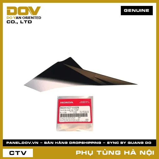 MÃ PHỤ TÙNG : 86644K27V10ZB TEM B ỐP TRƯỚC TRÁI *Y208* — 86644K27V10ZB