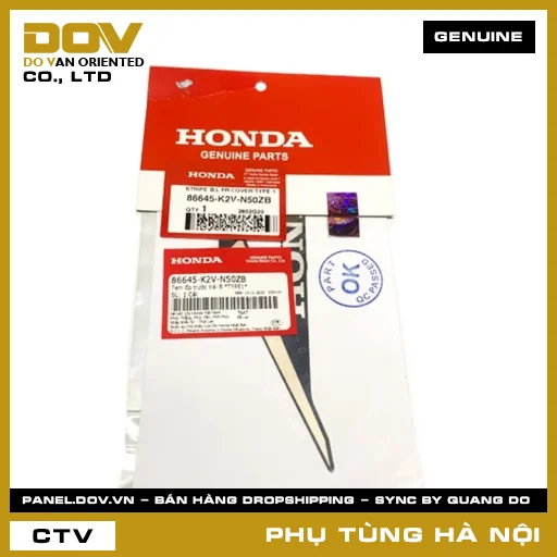 MÃ PHỤ TÙNG : 86645K2VN50ZB TEM ỐP TRƯỚC TRÁI B *TYPE1* — 86645K2VN50ZB