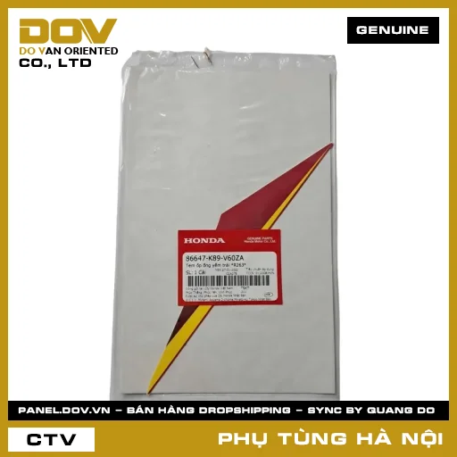 MÃ PHỤ TÙNG : 86647K89V60ZA TEM ỐP ỐNG YẾM TRÁI *R263* — 86647K89V60ZA