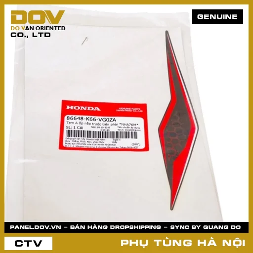 MÃ PHỤ TÙNG : 86648K66VG0ZA TEM A ỐP NẮP TRƯỚC TRÊN PHẢI *NHA76M* — 86648K66VG0ZA