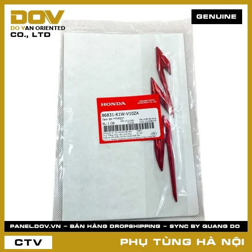MÃ PHỤ TÙNG : 86831K1WV10ZA TEM SH *TYPE2* — 86831K1WV10ZA