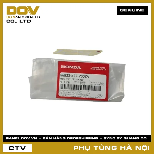 MÃ PHỤ TÙNG : 86833K77V00ZA MARK CHỮ 125L *NH411* — 86833K77V00ZA