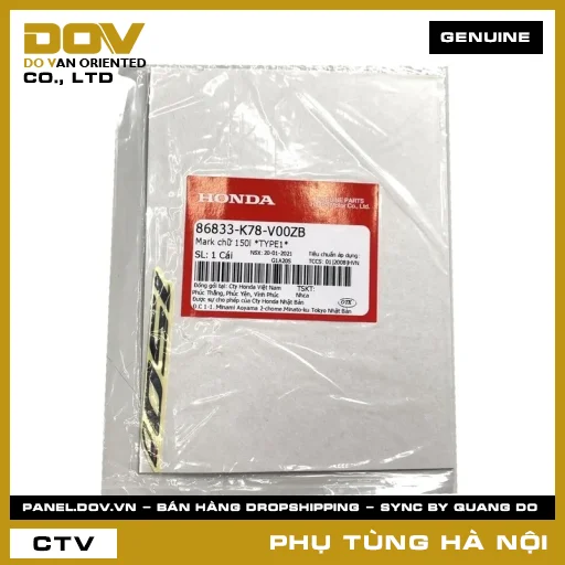 MÃ PHỤ TÙNG : 86833K78V00ZB MARK CHỮ 150L *NH1* — 86833K78V00ZB