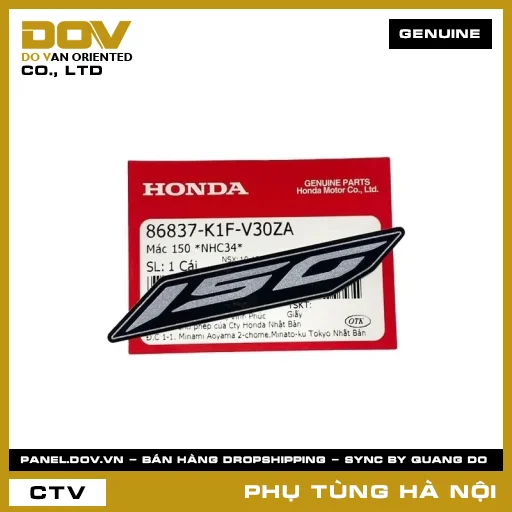 MÃ PHỤ TÙNG : 86837K1FV30ZA MÁC 150 *NHC34* — 86837K1FV30ZA