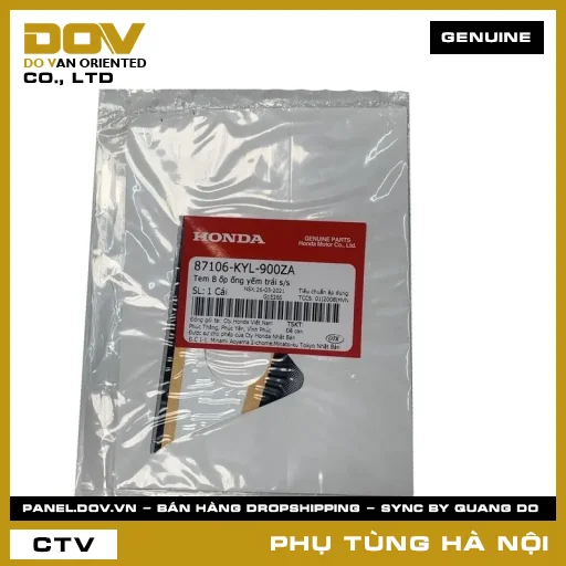 MÃ PHỤ TÙNG : 87106KYL900ZA TEM B ỐP ỐNG YẾM TRÁI S/S — 87106KYL900ZA