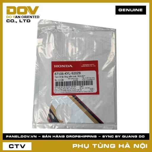 MÃ PHỤ TÙNG : 87106KYL920ZB TEM B ỐP ỐNG YẾM TRÁI *R313C* — 87106KYL920ZB