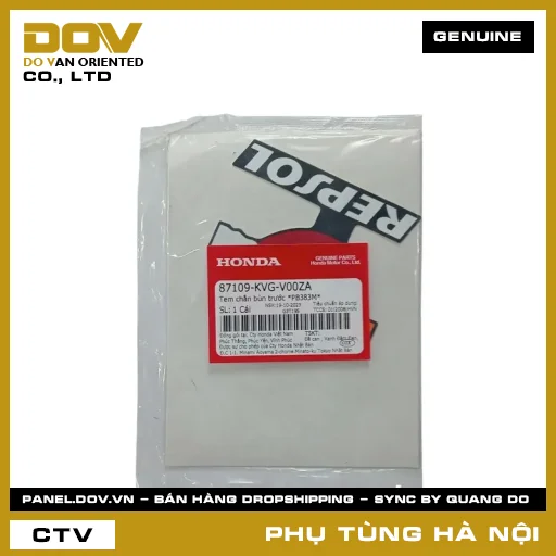 MÃ PHỤ TÙNG : 87109KVGV00ZA TEM CHẮN BÙN TRƯỚC *PB383M* — 87109KVGV00ZA