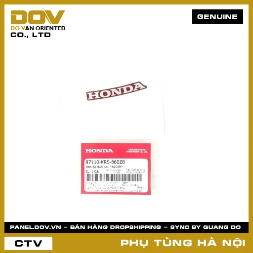 MÃ PHỤ TÙNG : 87110KRS860ZB TEM ỐP ĐUÔI SAU *R203M* — 87110KRS860ZB