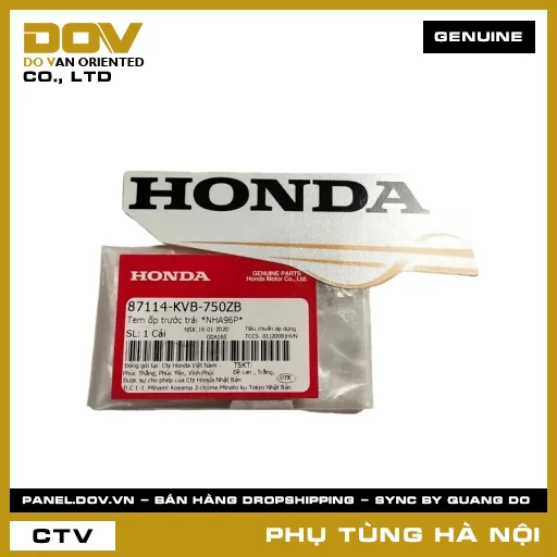 MÃ PHỤ TÙNG : 87114KVB750ZB TEM ỐP TRƯỚC TRÁI *NHA96P* — 87114KVB750ZB
