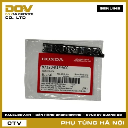 MÃ PHỤ TÙNG : 87120K1FV00 TEM HONDA — 87120K1FV00