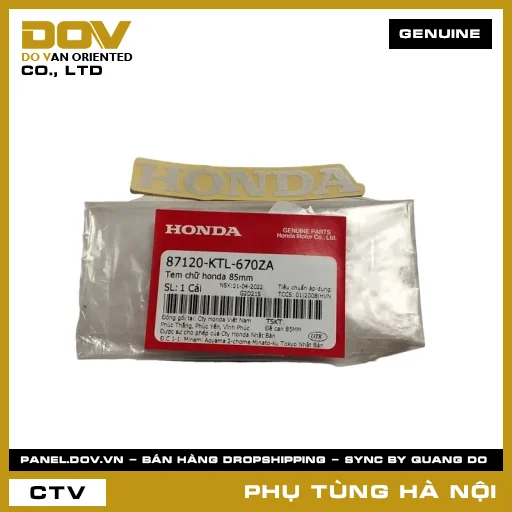 MÃ PHỤ TÙNG : 87120KTL670ZA TEM CHỮ HONDA 85MM — 87120KTL670ZA