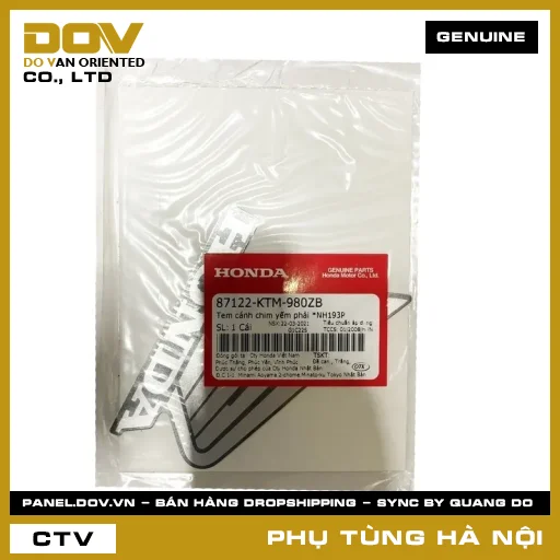 MÃ PHỤ TÙNG : 87122KTM980ZB TEM CÁNH CHIM YẾM PHẢI *NH193P — 87122KTM980ZB